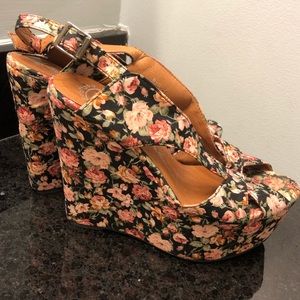 Jeffrey Campbell Floral Wedge Sandals